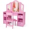 Kids Vanity Table and Chair Set with Removable Mirrors and 4 Storage Bins